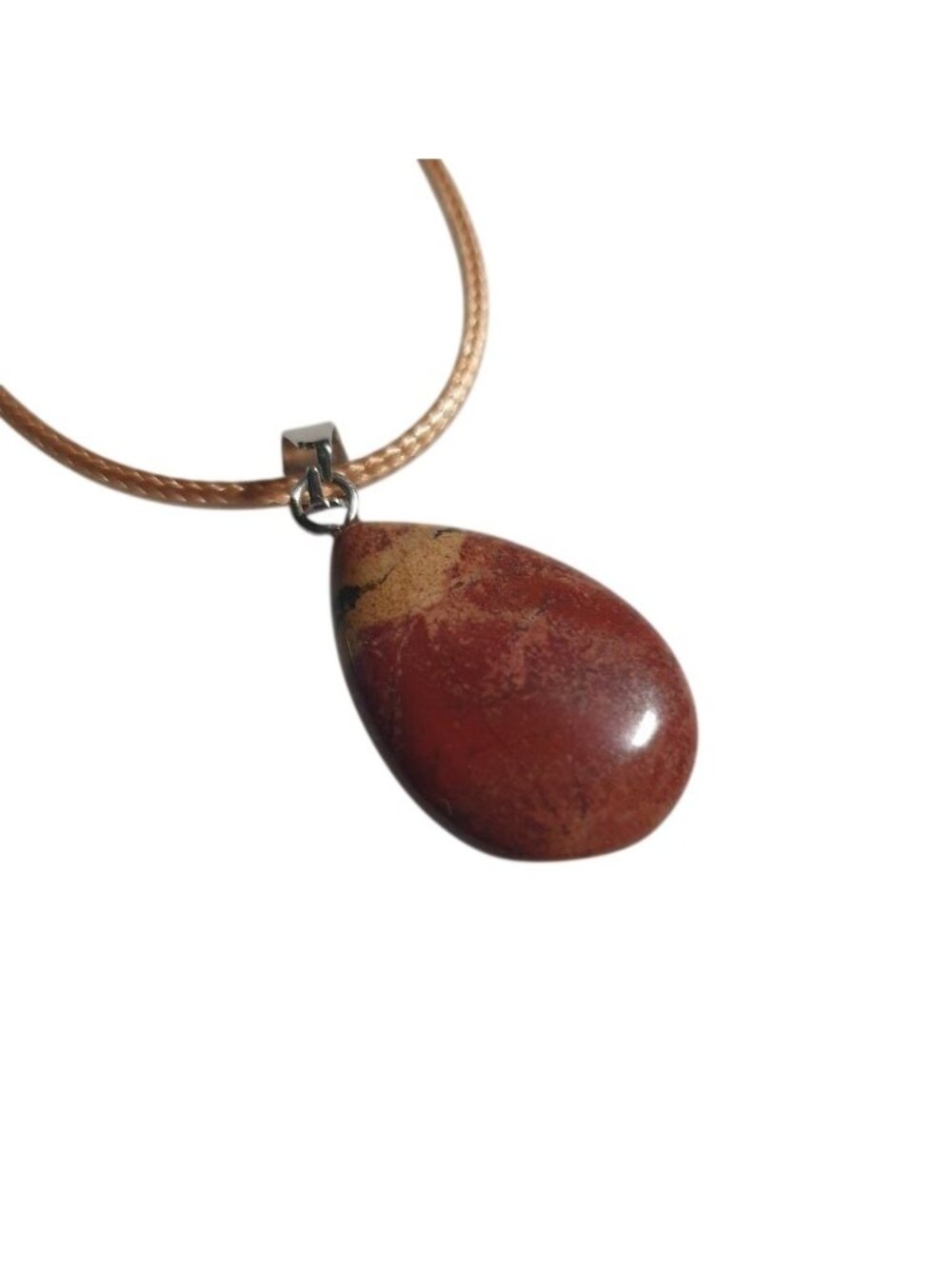 Natural Jasper Pendant Necklace Teardrop Stone Healing Women Jewelry Gift Brown